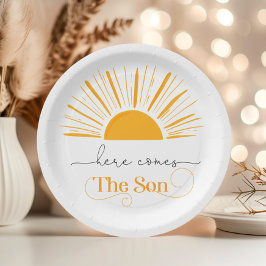 Plato De Papel Aquí viene el cumpleaños del hijo