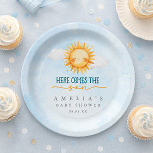 Plato De Papel Aquí viene el hijo Ducha de bebé