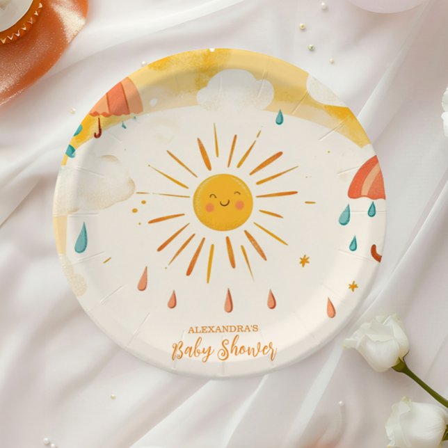 Plato De Papel Aquí viene el sol amarillo del hijo (Subido por el creador)
