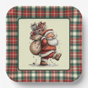 Plato De Papel Aquí viene Santa Claus