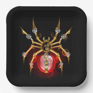 Plato De Papel Araña de vapor sobre negro