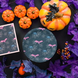 Plato De Papel Araña divertida y fiesta de Halloween de murciélag