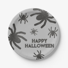 Plato De Papel Araña Espeluznante Feliz Halloween