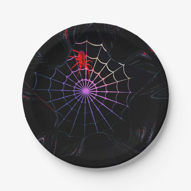 Plato De Papel Araña Roja En Una Web Brillante (Anverso)