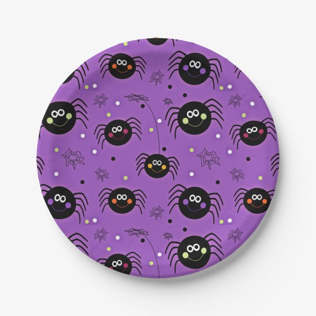 Plato De Papel Arañas Cute Halloween (Anverso)