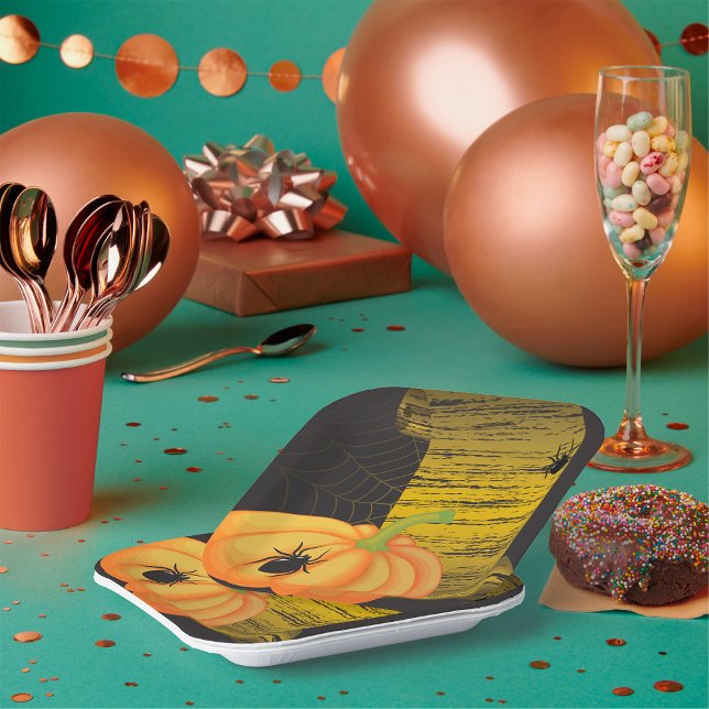Plato De Papel Arañas Y Calabaza (Subido por el creador)