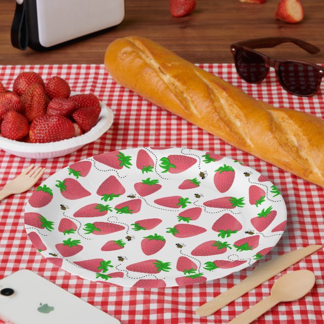Plato De Papel Arándanos rojos de fresa como remolacha (Picnic)
