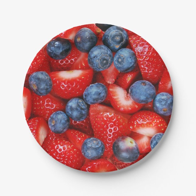 Plato De Papel Arándanos y fresas (Anverso)
