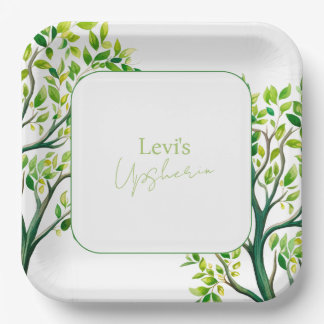 Plato De Papel Árbol acuático sofisticado Upsherin Upshernish