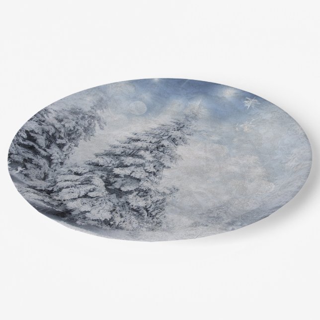 Plato De Papel Árbol blanco de Navidad (Angular)