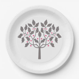 Plato De Papel árbol de bayas de acebo de Navidad