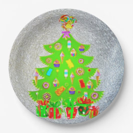 Plato De Papel Árbol de caramelos navidades