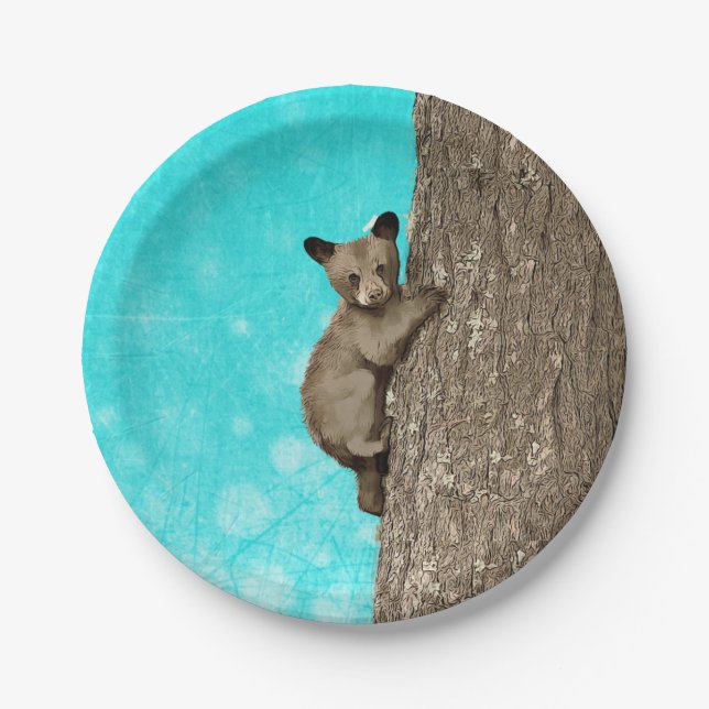 Plato De Papel Árbol de escalada del oso pequeño (Anverso)