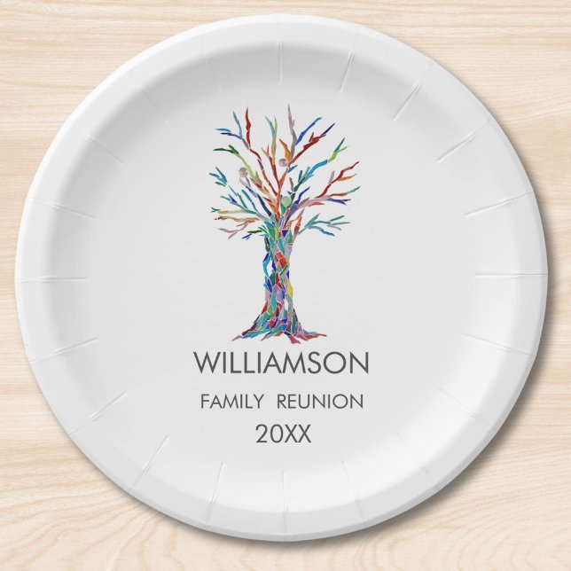 Plato De Papel Árbol de familia Rainbow de Reunión Familiar (Subido por el creador)