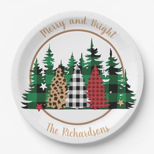 Plato De Papel Árbol de impresión de leopardo de búfalos vivos y  (Anverso)