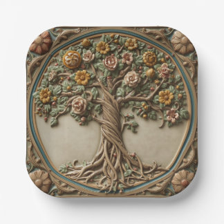 Plato De Papel árbol de la vida de William Morris Vintage pre-raf