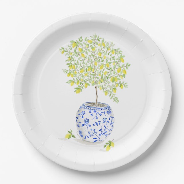 Plato De Papel Árbol de limón acuático (Anverso)