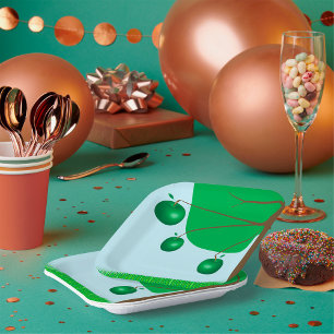 Plato De Papel Árbol de manzana verde