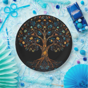 Plato De Papel Árbol de mosaicos de vidrio templado