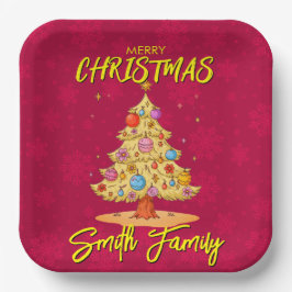 Plato De Papel Árbol de Navidad