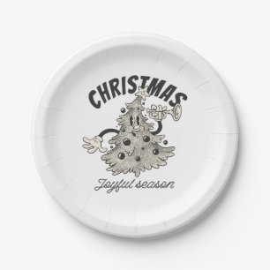 Plato De Papel Árbol de Navidad Alegre Temporada