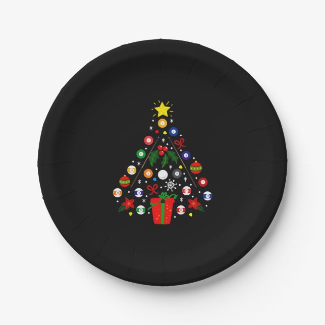 Plato De Papel Árbol de Navidad Billiard (Anverso)