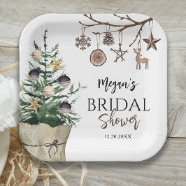 Plato De Papel Árbol de Navidad | Boho Winter Bridal Shower