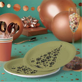 Plato De Papel Árbol de Navidad con Huella de Pata para Amantes d