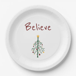 Plato De Papel Árbol de Navidad cree festivo