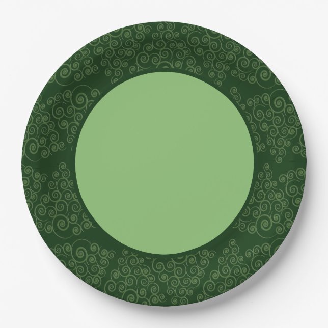 Plato De Papel Árbol de Navidad CurlyQue Verde Cazador (Anverso)