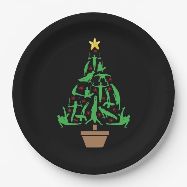 Plato De Papel Árbol de navidad de gimnasia masculina (Anverso)