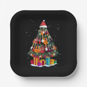 Plato De Papel Árbol de Navidad de guitarra divertido 