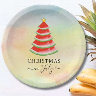 Plato De Papel Árbol de Navidad de sandía de Navidad en julio
