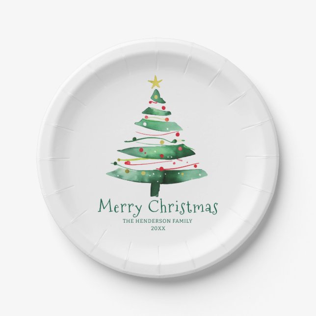 PLATO DE PAPEL ÁRBOL DE NAVIDAD MODERNO (Anverso)