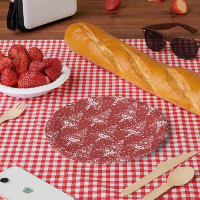 Plato De Papel Árbol de Navidad nórdico escandinavo (Picnic)