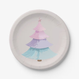 Plato De Papel Árbol de Navidad Pastel