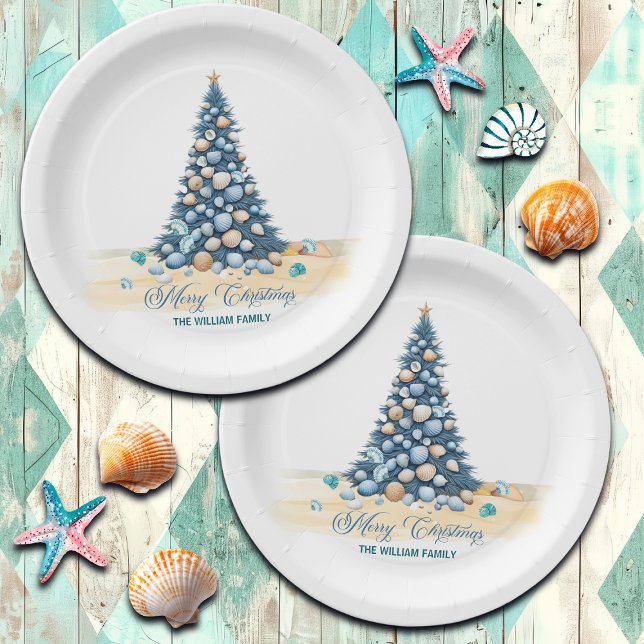 Plato De Papel Árbol de Navidad Playa Feliz Navidad (Subido por el creador)