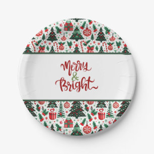 Plato De Papel Árbol de Navidad, regalos, caramelos