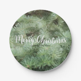 Plato De Papel Árbol de Navidad Verde Pino Fiesta Personalizada