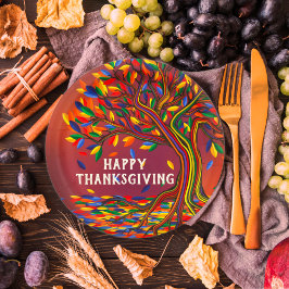 Plato De Papel Árbol de otoño personalizado Fiesta feliz de Acció