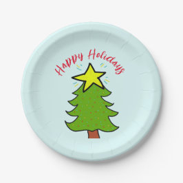 Plato De Papel árbol de pino para Navidad felices fiestas