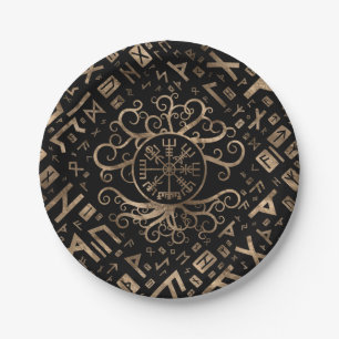 Plato De Papel Árbol de Vegvisir de la vida Yggdrasil y de las