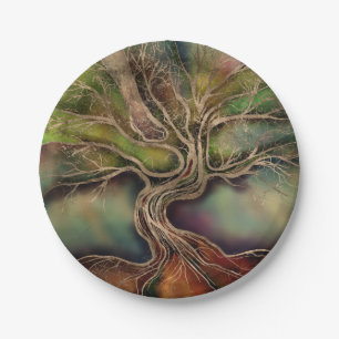 Plato De Papel Árbol de vida - sombras caídas