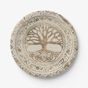 Plato De Papel Árbol de vida - Trama rúnica yggdrasil
