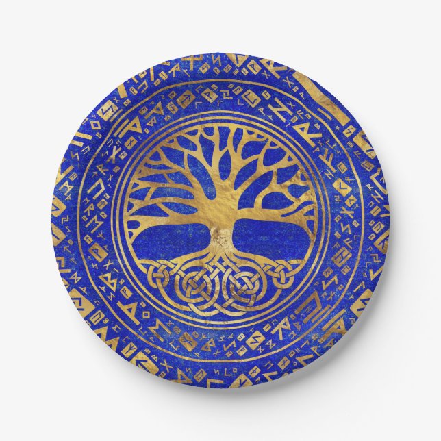 Plato De Papel Árbol de vida - Yggdrasil - Lapis Lazuli (Anverso)