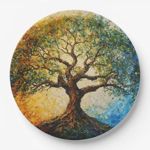 Plato De Papel Árbol del conocimiento - Pintura de petróleo