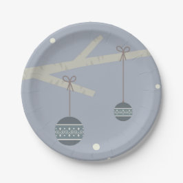 Plato De Papel Árbol forestal de vacaciones de invierno