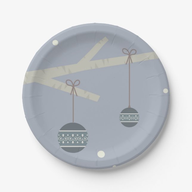 Plato De Papel Árbol forestal de vacaciones de invierno (Anverso)