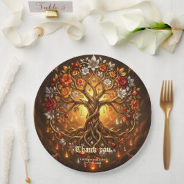 Plato De Papel Árbol iluminado por la luna de la eternidad embrea