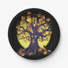 Plato De Papel Árbol Jack O'Lantern